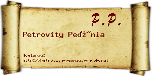 Petrovity Peónia névjegykártya